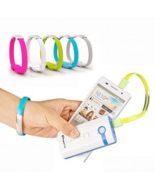 Кабель USB to Micro USB cable, цветной силиконовый браслет